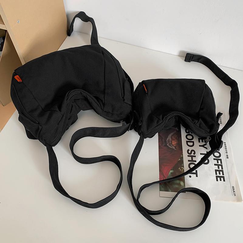 Canvas Bag Women's Large Capacity Crossbody Bag Men Solid Color Shoulder Bag