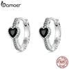 Solid 925 Sterling Silver Nightfall Heart Hoop Earrings Vintage Punk Earrings for Women Teens Heart Huggie Gift