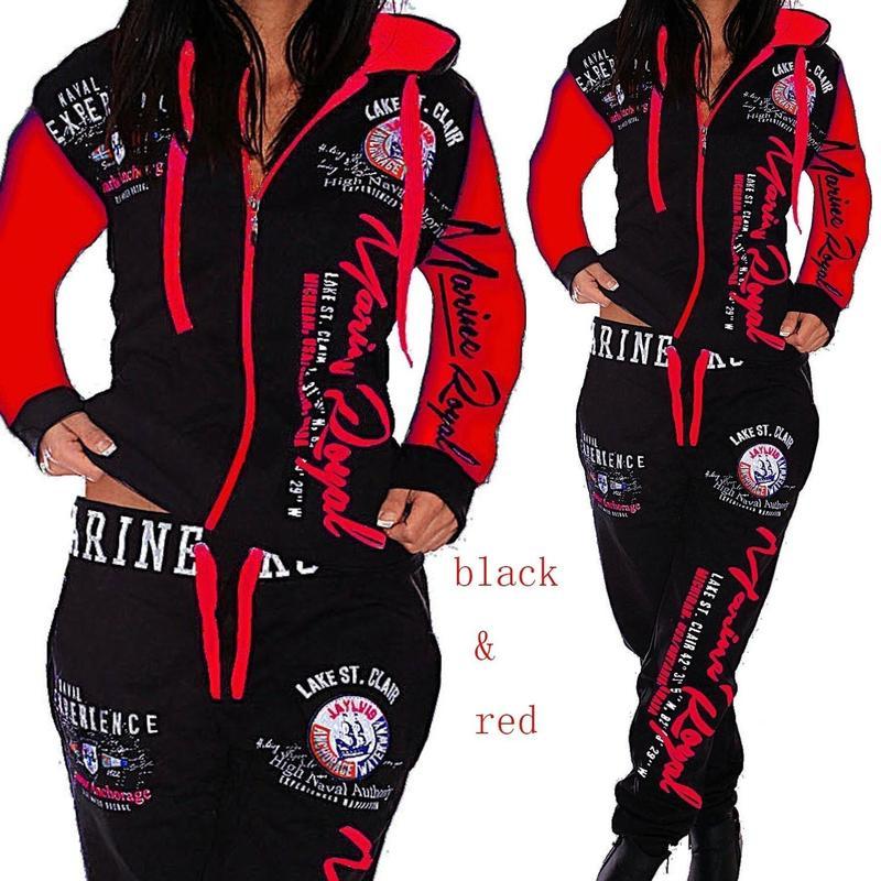 Fashion Women Clothing Women Hooded Tracksuit Printing Fashion Sets Sportswear Athletic Sets