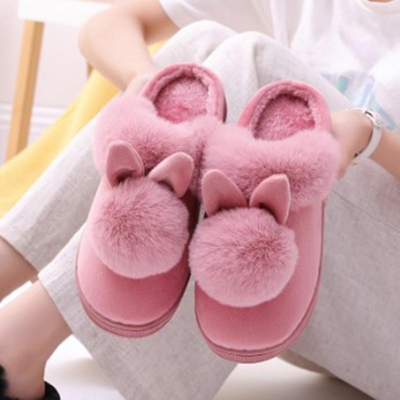1 Pair Smellless Indoor Slippers Coldproof Fashion Cartoon Rabbit House Female Slippers