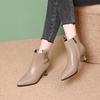 Pointed Toe Leather Warm Autumn Winter Female Short Shoes Elegant with Medium Heels Booties 2025 Hot Women's Ankle Boots