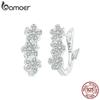 925 Sterling Silver Wedding AAA Zircon Flower Hoop Earrings For Women Shiny CZ Drop Earring Pendientes Fine Jewelry Gift