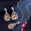 CMM Gorgeous Big Gold Color Hollow Drop Necklace Earrings