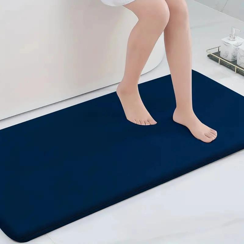 Absorbent Memory Foam Carpet Non-Slip Bathroom Toilet Bath Mat Soft Shower Decorative Rug Sponge Flat Bathtub Anti-skid