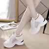 High Heeld Wedge Breathable Women's Shoes Summer New Black White Shoes Hidden Wedges Heel 8cm Casual Lace Up Platform Increase Sneakers Woman