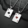 Punk Stainless Steel Playing Card Poker Pendant Necklace for Men Boys Hip Hop Lucky Ace of Spades Charm Necklace Women Jewelry