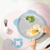 Bear Shape Suction Cup Dining Plate 304 Stainless Steel 3 Grids Kids Feeding Plate Drop-proof Anti-flip Snack Bowl Fruit