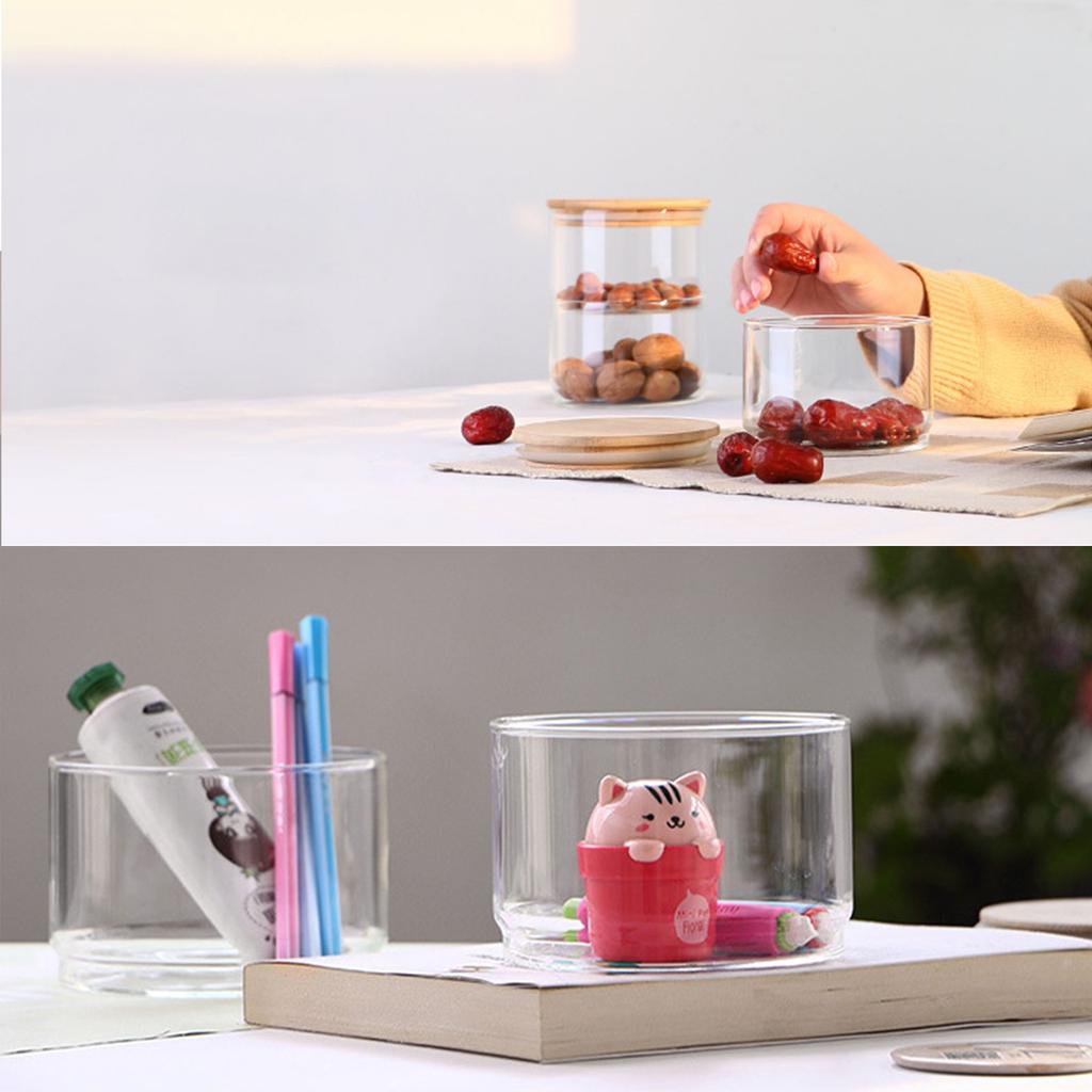 Tiered Glass Storage Jars Snack and Dried Fruit Organizer Glass Salad Bowl with Lid