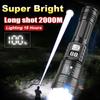 Powerful LED Flashlight With Battery Display USB Rechargeable Lamp Zoomable Flashlights Outdoor Camping Lamp Waterproof Torch Light Fishing