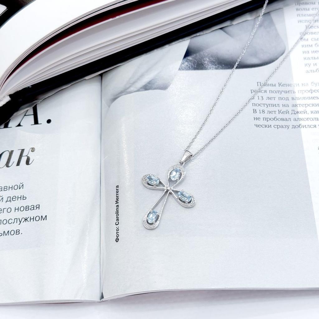 Silver Necklace with Natural Topaz 1.099ct, Product Weight 3.87g (2167617)