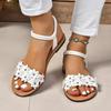 Bohemian Sandals Roman Flat Flower One Word Large Shoe Strap Shoes