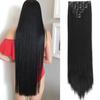 80CM Long Straight 7Piece Set In Hair Extensions Heat Resistant Synthetic Hairpieces Black Brown Natural Fake Hair For Women
