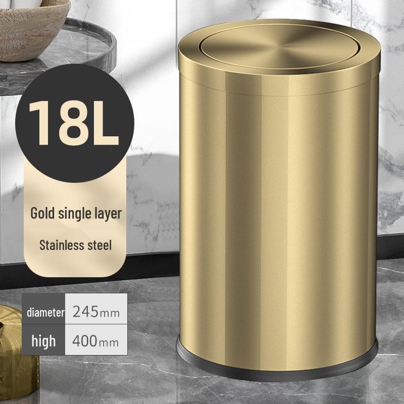Stainless Steel Swing Lid Trash Can for Home and Kitchen, Light Luxury Design for Bathroom and Living Room.