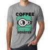 Men’s Vintage Tee Shirt Graphic T Shirt Coffee Monster Grey Marl