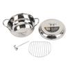 Stainless Steel Fryer Pot with Thermometer Lid Oil Drip Drainer Rack Multifunctional Deep Frying