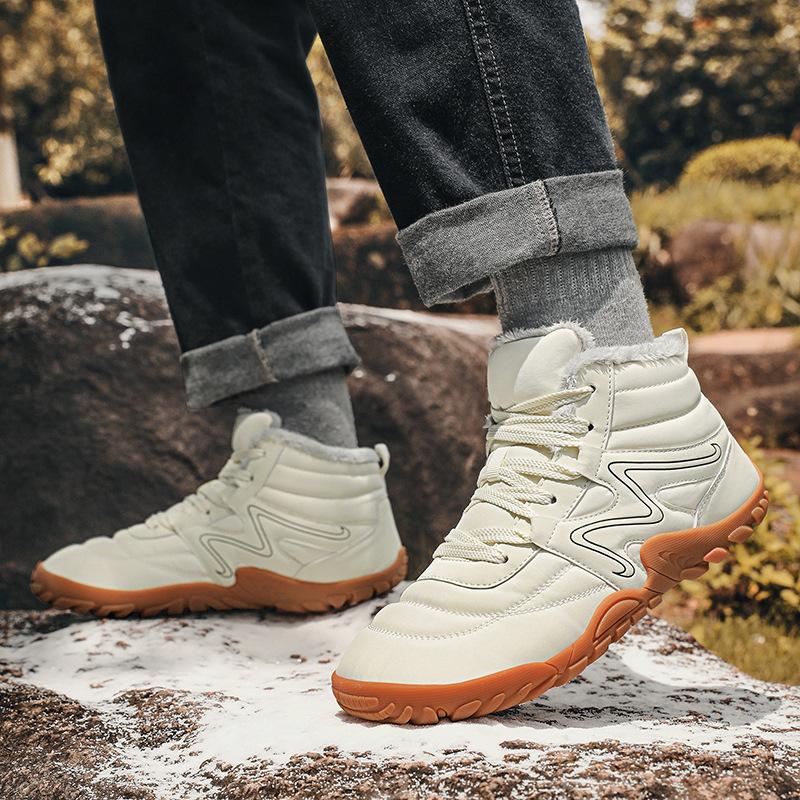 Outdoor Winter Warm Snow Boots Short Boots Men's and Women's Velvet Cotton Shoes Waterproof, Non-slip and Wear-resistant Men's Boots Medium Tube Shoes