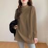Long-sleeved T-shirt Women Mid-length Bottoming Shirt Half Turtleneck Spring and Autumn New Loose Korean Style Inner Top