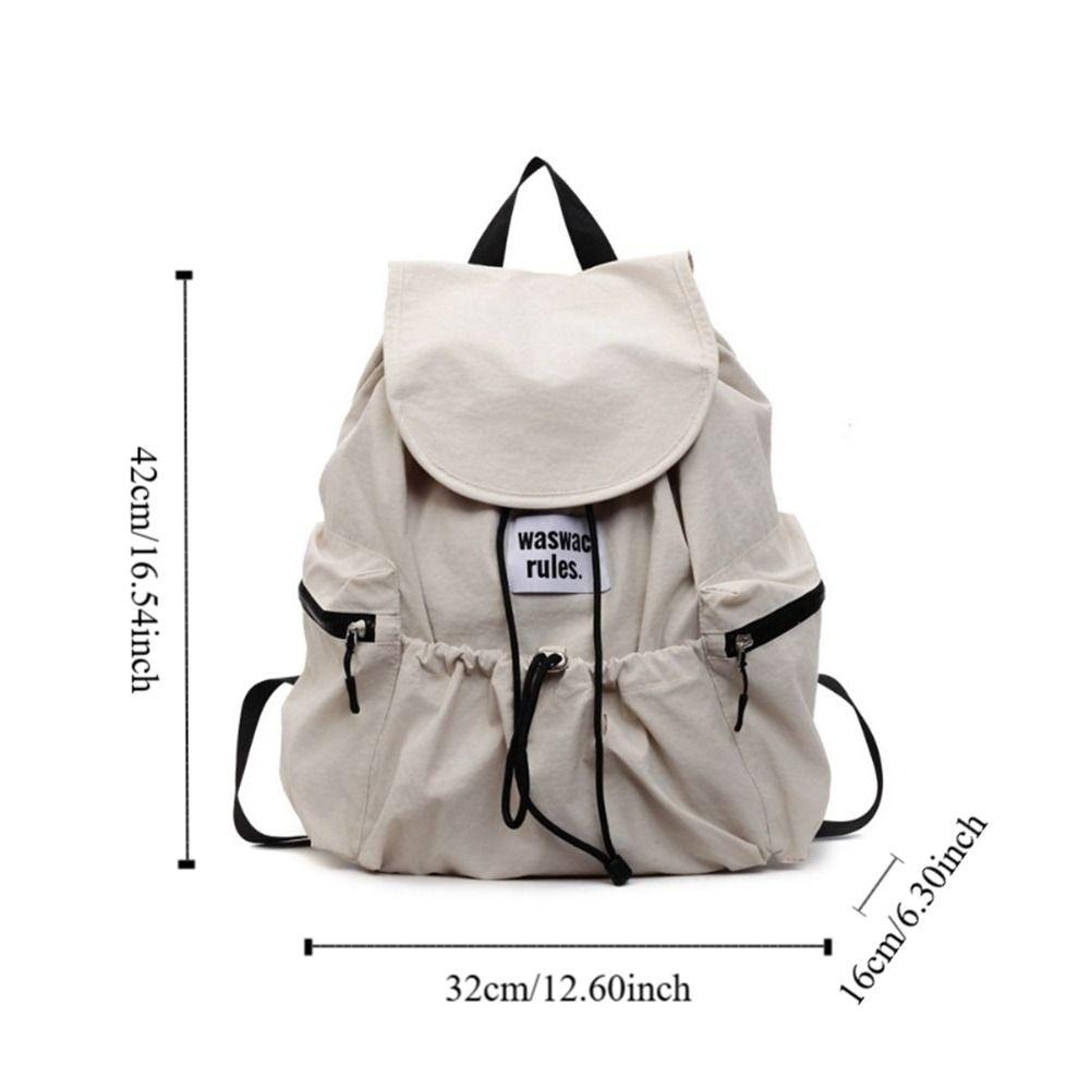 Solid Color Ruched Shoulder Bags Nylon Student Schoolbag Simple Drawsting Backpacks Outdoor