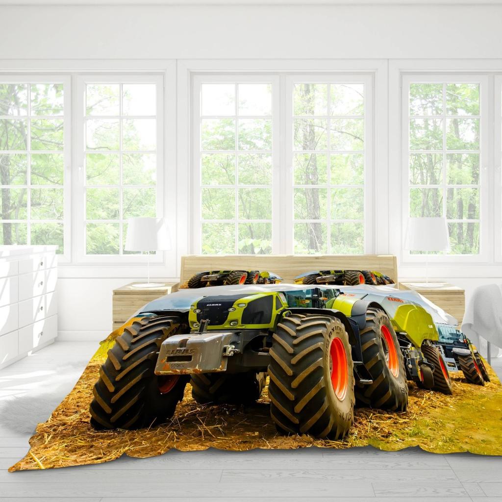3pcs Green Field Truck 3D Printed Bedding Set Cozy Comfortable Duvet Cover King Queen Twin Size Birthday Gift Bedroom Decoration