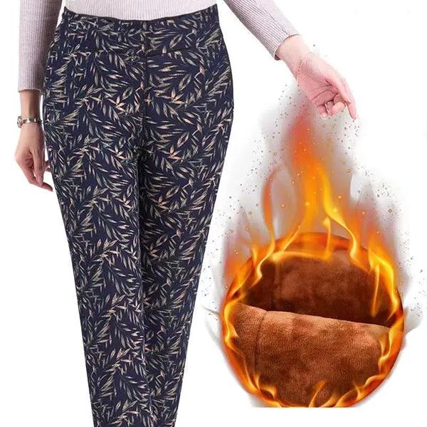 WTEMPO Women's Winter Cotton Pants Plush Thickened High Waist Warm Pants Female Winter Large Size Loose Casual Cotton-padded Trousers