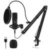 Micro USB Streaming Podcast PC Sudotack Professionnel 192 KHZ-24 Bit Studio Cardiooid Microphone Kit Avec Carte Son Boom Shoc