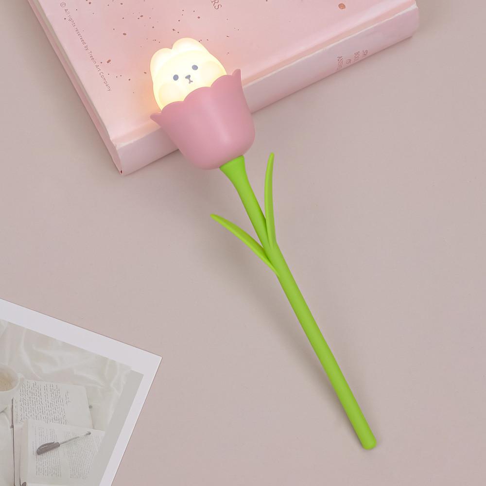 Cartoon Night Light Flower Shaped Three Color Sweet And Warm Charging Usb