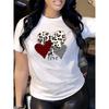 Women's Short Sleeved Valentine's Day Love 3D Printed Simple and Personalized Round Neck T-shirt