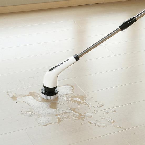 Electric Spin Brush Shower Scrubber with Long Handle IPX7 Waterproof Detachable Rechargeable Cordless Tile