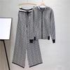 European & American Women's Hooded Jacket & Wide-Leg Pants Knit Two-Piece Set for Spring & Autumn
