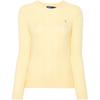 Polo Pony Pattern Knit Crew Neck Pullover Sweater Women Sweater Yellow 211910421-025
