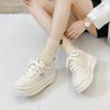 Thick-soled Heightening Board Shoes Women's Leather European Products Autumn New Versatile Little White Shoes Casual Color Matching Muffin Shoes Wom