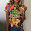 Retro Style 3D Printed T-shirts with Fashionable Round Neck Short Sleeved Top Featuring Ethnic Patterns Women's T-shirts