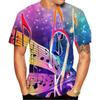 Men's Music Symbol 3D Printed T-shirt, High-definition Shirt with Note Pattern, Street Style, Casual, Neutral, Summer New Fashio