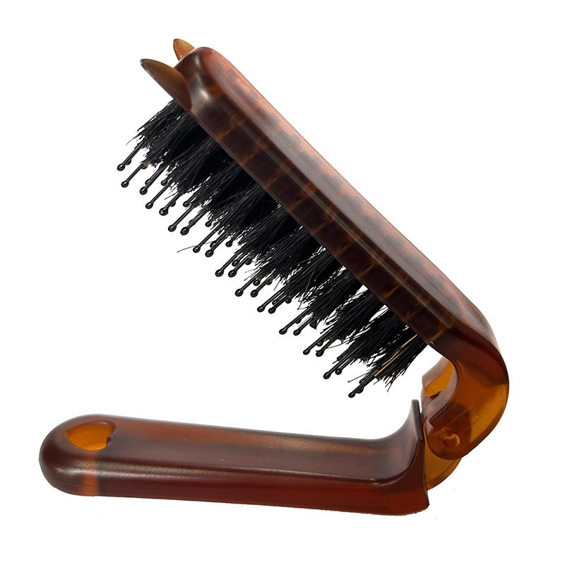 Cat Ear Boar Bristle Hair Brush Amber Foldable Portable Comb Pocket Collapsible Travel Massage Styling Tool Salon Women Gift