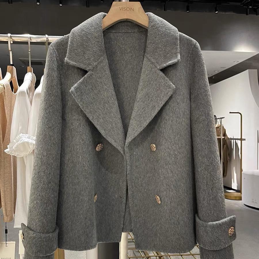 2024 Korean Style Double-Faced Cashmere Short Coat for Women