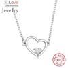 Jewelry 925 Sterling Silver Love Heart Natural Cz Zircons Pendant Necklace Femme Cuban Link Chain Choker Trinket Bijoux