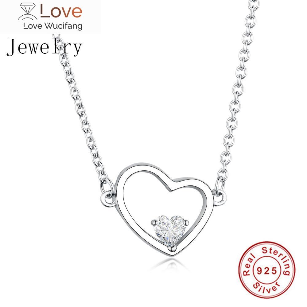 Jewelry 925 Sterling Silver Love Heart Natural Cz Zircons Pendant Necklace Femme Cuban Link Chain Choker Trinket Bijoux