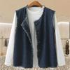 Vest Denim Women Cotton Vest Oversize Solid Color Plus Size Casual Sleeveless Coat Buttons Vest