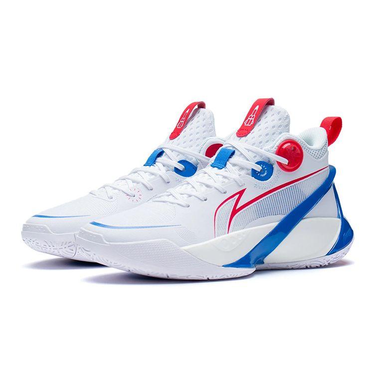 LiNing Sonic 10 Youth Version Durable Breathable Mid-Top Basketball Shoes Kids Sneaker White Blue ABPS013-4