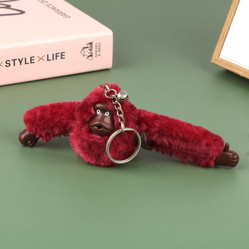 Cute Girl Plush Fur Monkey Key Chain Orangutan Keychain On Pant Women Bag Car Trinket Female Toy