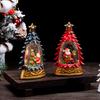 Christmas Snow Ball Lantern Lighted Santa And Christmas Tree Scene Glittering Water Snow Ball Decoration for Home Desktop Decor
