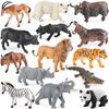 Oenux African Wild Animals Lion Tiger Yak Antelope Crocodile Zebra Black Panther Model Figurines Home Decoration Toy Kids Gift