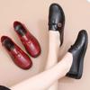 Spring and Autumn Shoes Single Shoes Comfortable Soft Sole Medium Leather Shoes In the Elderly Non-slip Flat Women's Shoes