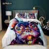 Cartoon Dog Duvet Cover Set Multicolor Watercolor Cute French Bulldog Bedding Set for Girl Boy Polyester Puppy Theme Quilt Cover