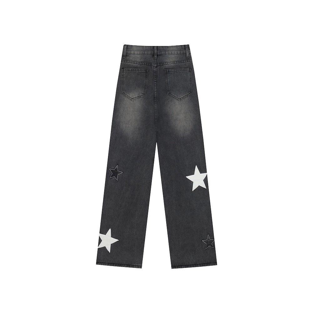 Stars American Style Y2k Retro Pants Female Street High Streetwear Wide Leg Straight Loose Baggy Jeans Women