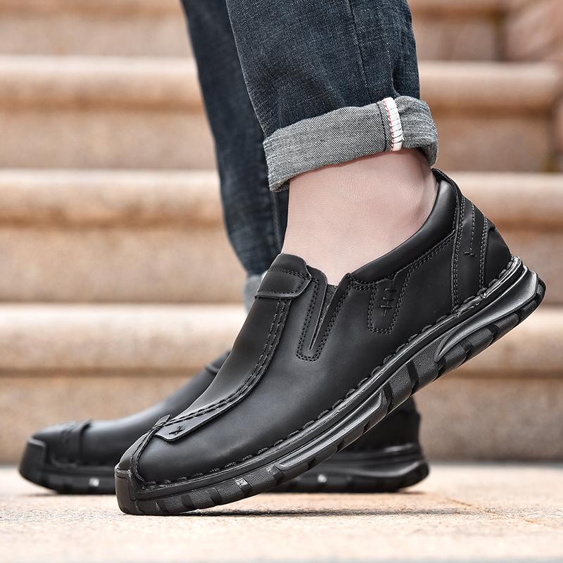 38-46 Retro Cow Leather Shoes Men Loafers Handmade Casual Leather Shoes Moccasins Men Flats Shoes