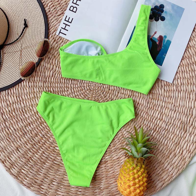 Bikinis High Waist Bikini Set One Shoulder Swimsuit Female Sexy Women Swimwear Bathing Suit