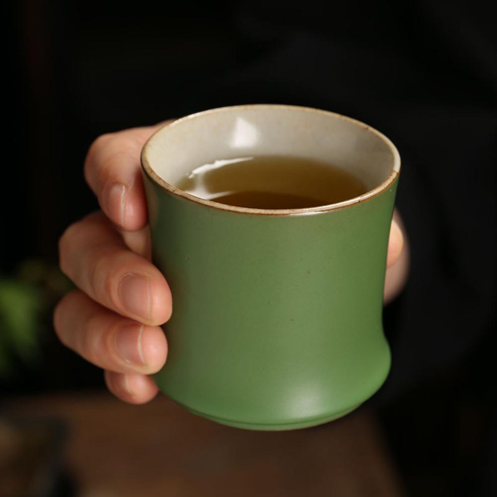 3pcs Master Cup Ceramic Bamboo Joint Tea Cup Simulation 90 Ml Kung Fu Tea Cup Chinese Style Green Teaware Mugs Gift