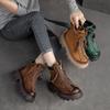 Retro Genuine Leather Women's Shoes Round Toe Thick Sole Versatile Short Boots