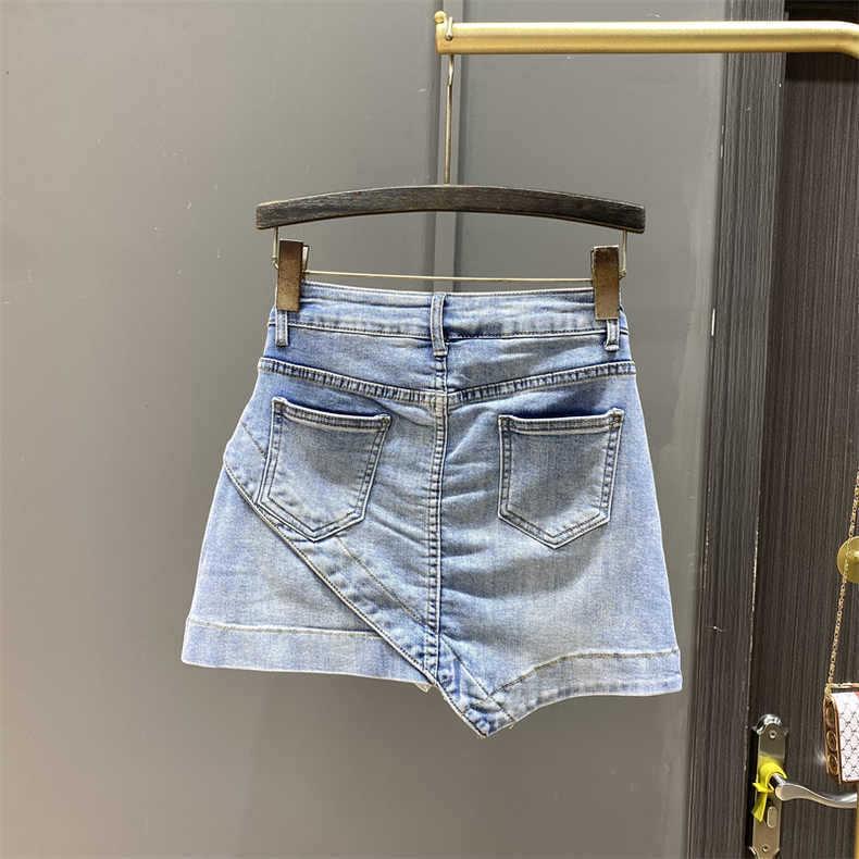 Women's Summer 2023 A-Line High-Waisted Denim Skirt - Slim Fit, Anti-Exposure